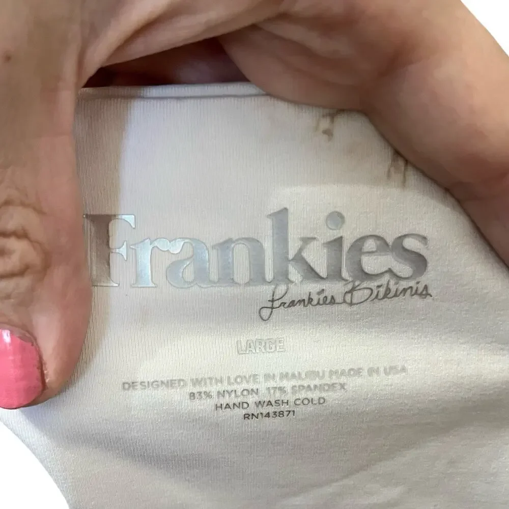 Frankies Bikinis x Sofia Richie Ryan Tie Dye Bikini Top Large Brown White Ruched